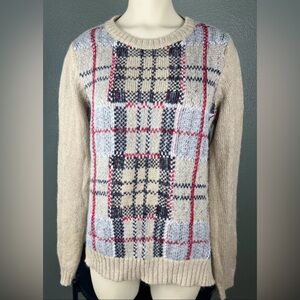 Barbour Beige and Red Checkered Sweater